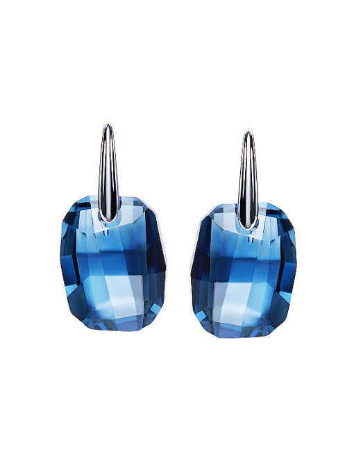 CEIDAI Simple Blue austrian Crystal-accented 925 Silver Stud Earrings 0