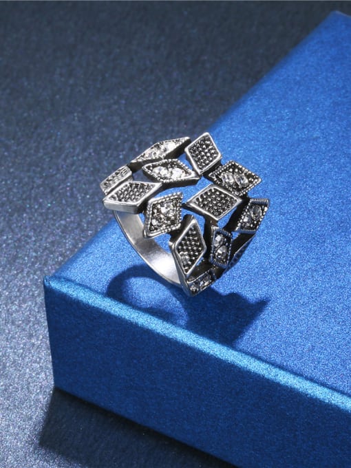 Ronaldo Silver Plated Multi Square Shaped Ring 1