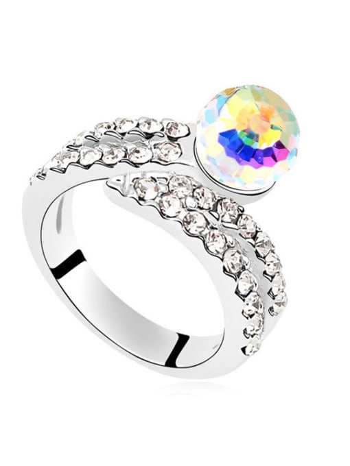 multi-color Fashion Cubic austrian Crystals Bead Alloy Ring