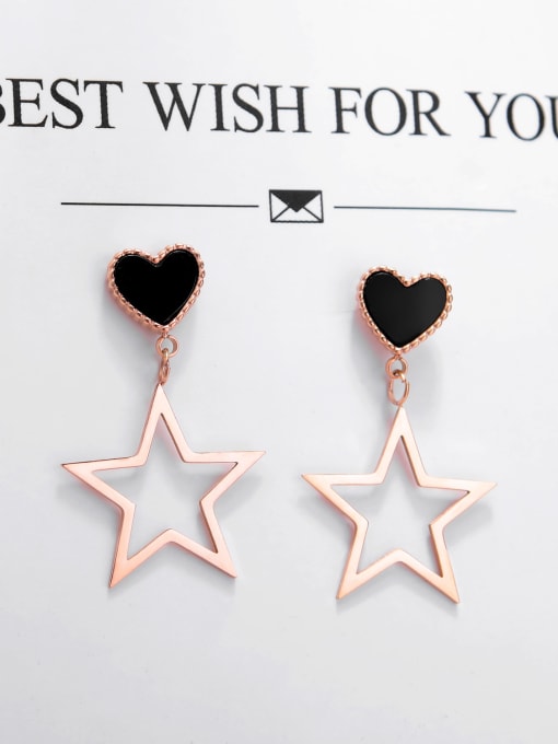 Open Sky Stainless Steel With Rose Gold Plated Classic Star With heart Earrings 2