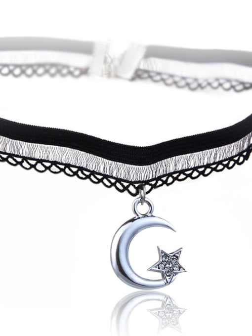 X251 stars and moon Stainless Steel With Fashion Animal/flower/ball Lace choker Necklaces
