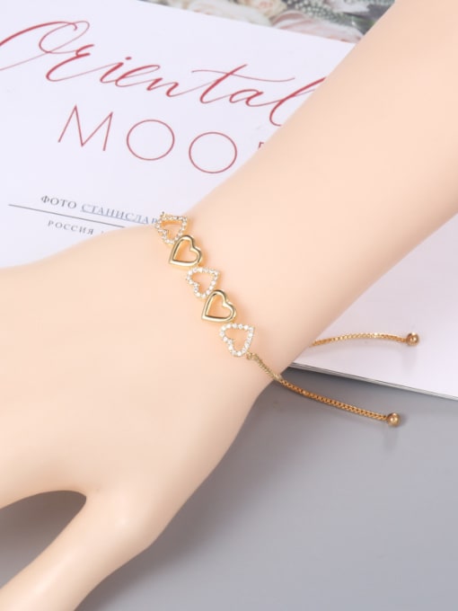 Mo Hai Copper With  Cubic Zirconia Simplistic Heart Adjustable Bracelets 2