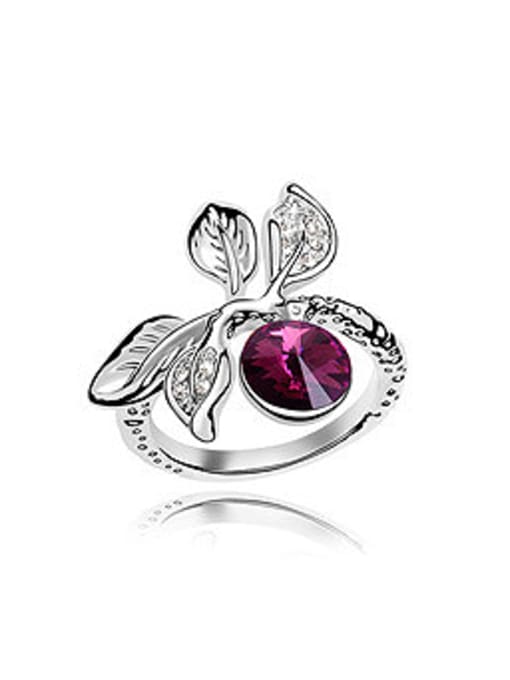 QIANZI Personalized Leaves Cubic austrian Crystal Alloy Ring
