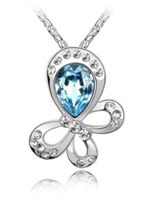 QIANZI Exquisite Personalized Butterfly austrian Crystals Pendant Alloy Necklace 3