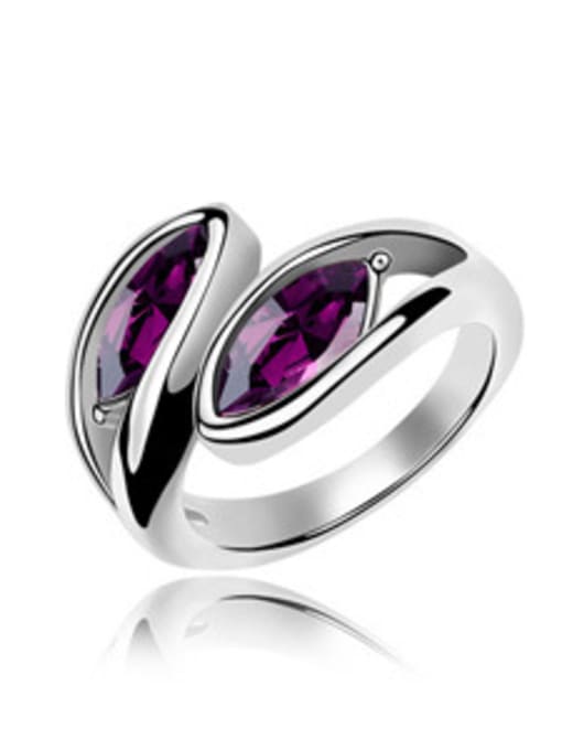 Purple 1 Personalized Oval austrian Crystals Alloy Ring
