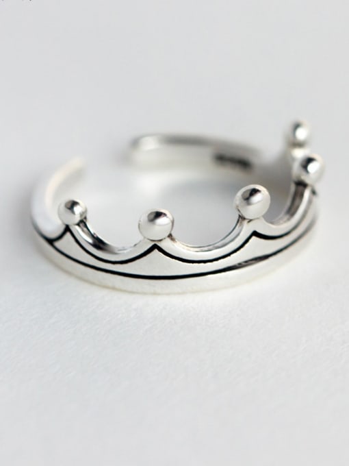 Rosh S925 silver fashion crown opening ring