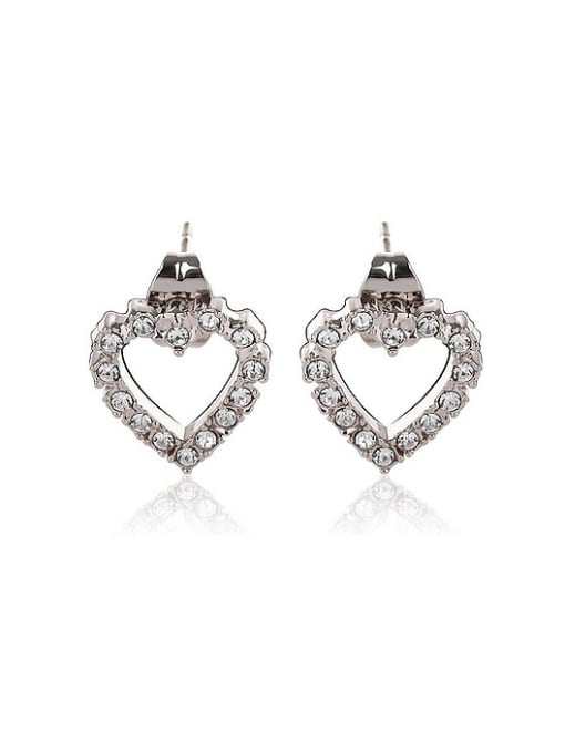 OUXI Women Austria Crystal 18K Platinum Heart Shaped stud Earring 0