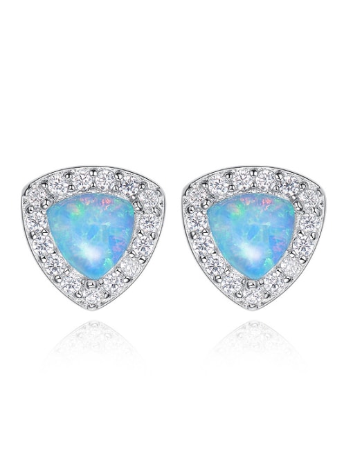 CEIDAI Fashion Tiny Triangle Opal stone Cubic Zirconias 925 Silver Stud Earrings 0