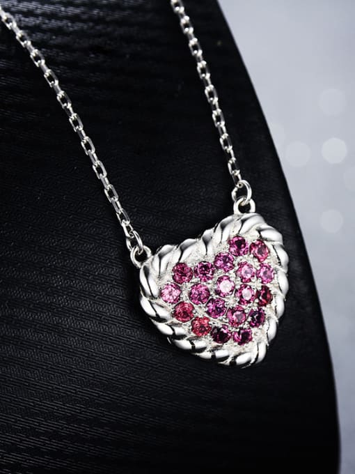 Deli Platinum Plated Gemstones Heart-shaped Pendant 1