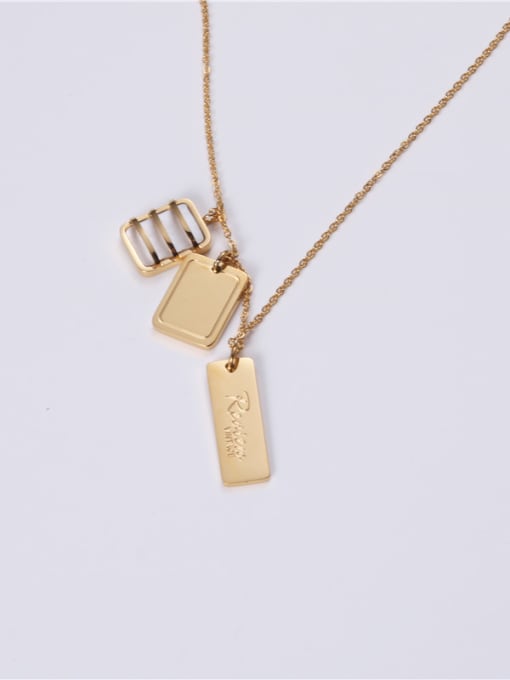 GROSE Titanium With Gold Plated Simplistic Square Pendant  Necklaces 4