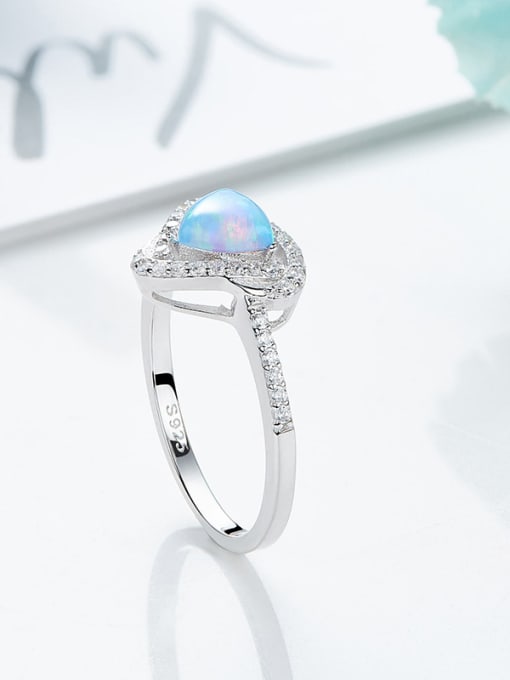CEIDAI Fashion Opal stone Tiny Zirconias Triangle 925 Silver Ring 3