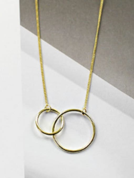 Gold Sterling silver fashion personality simple glossy double circle necklace