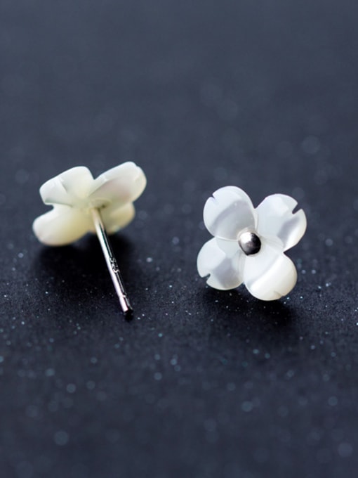 Rosh Temperament Flower Shaped Shell S925 Silver Stud Earrings 2