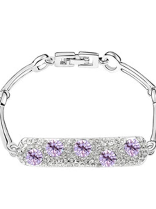purple Fashion Shiny Cubic austrian Crystals Alloy Bracelet