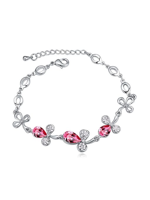pink Fashion austrian Crystals Flowers Alloy Bracelet