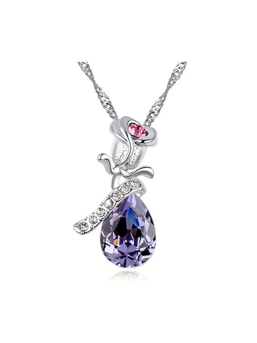 QIANZI Fashion Rosary Flower Water Drop austrian Crystal Alloy Necklace 1