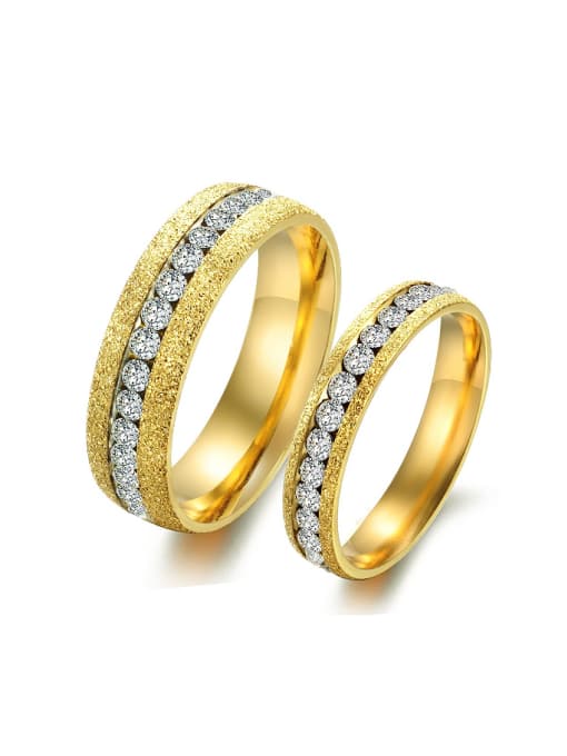 Open Sky Fashion Rhinestones Polish Gold Plated Lovers Ring 0