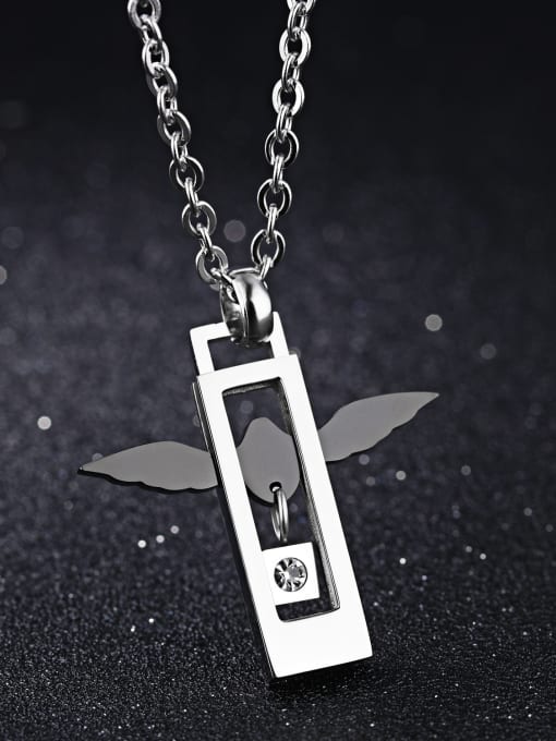 black Fashion Angel Wings Pendant Titanium Lovers Necklace