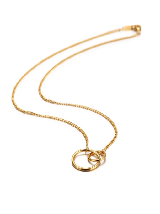 Gold Fashion Stainless Steel Big Circle Shaped Sweater Necklace