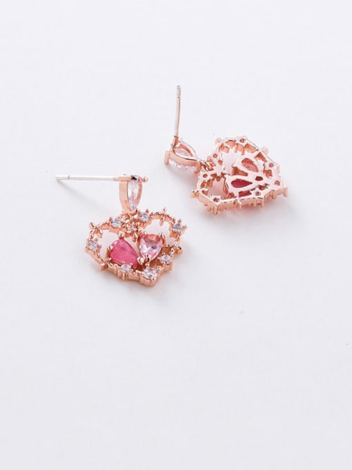 A gold Alloy With Rose Gold Plated Cute Heart Drop Earrings