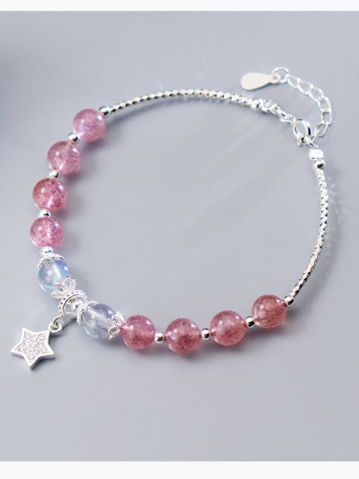 FAN 925 Sterling Silver With star & strawberry crystals Bracelets