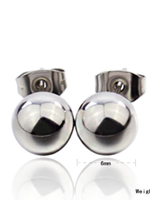 6MM High Quality Round Shaped Stainless Steel Stud Earrings