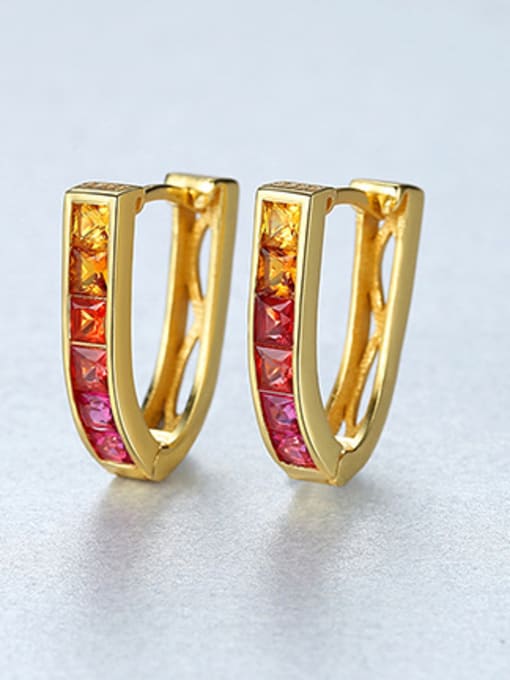 GOLD 925 Sterling Silver With Gold Plated Simplistic Geometric Stud Earrings