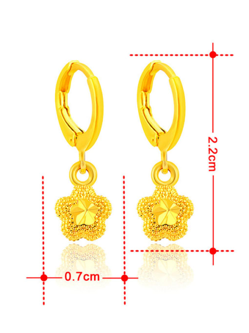 Yi Heng Da Women Exquisite Flower Shaped Gold Plated Drop Earrings 2