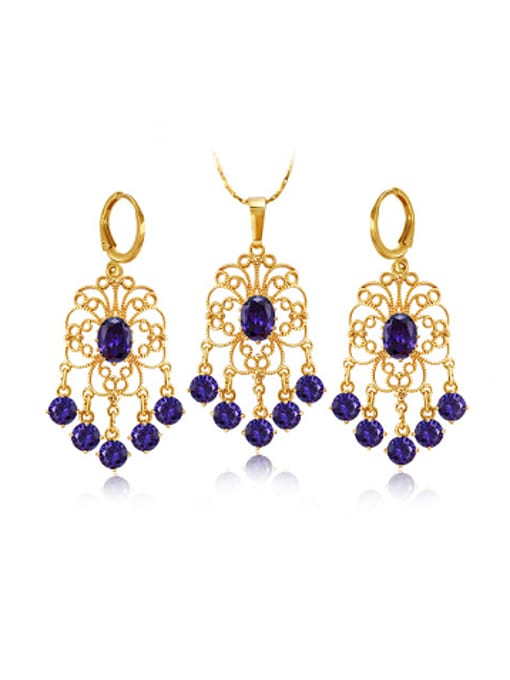 purple Retro style Zircon Two Pieces Jewelry Set