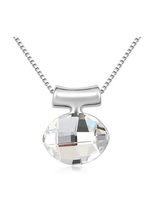 QIANZI Simple Oval austrian Crystal Pendant Necklace 0