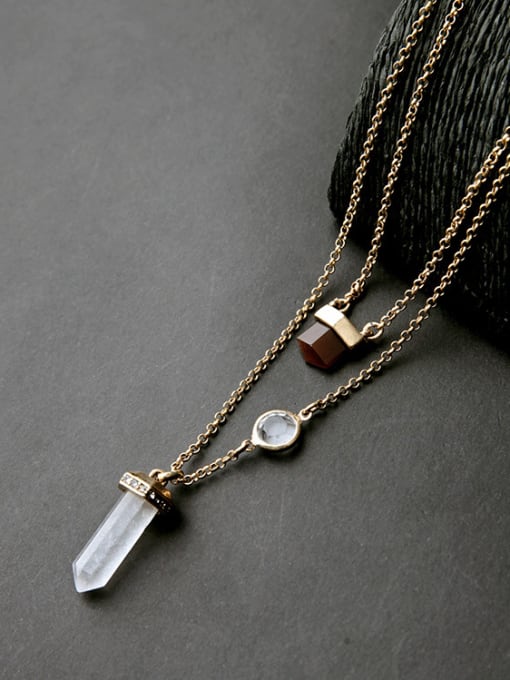 KM Multi-layer Bullet-shaped Stone Alloy Necklace 2