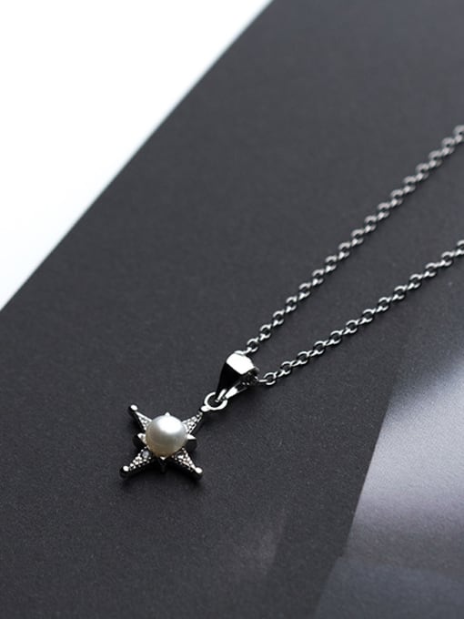 Rosh Temperament Star Shaped Artificial Pearl S925 Silver Necklace 2