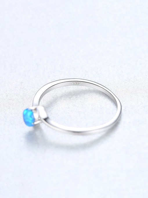 CCUI 925 Sterling Silver With Opal Simplistic Round Band Rings 3