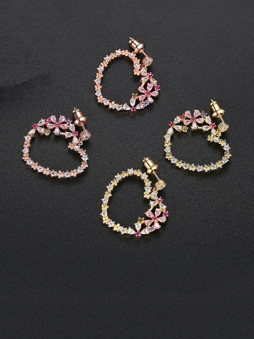 BLING SU Copper With Cubic Zirconia  Simplistic Heart Chandelier Earrings 3
