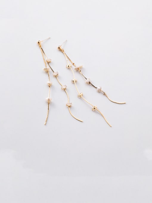 Girlhood Alloy With Rose Gold Plated Simplistic Chain Tassel Earrings 1