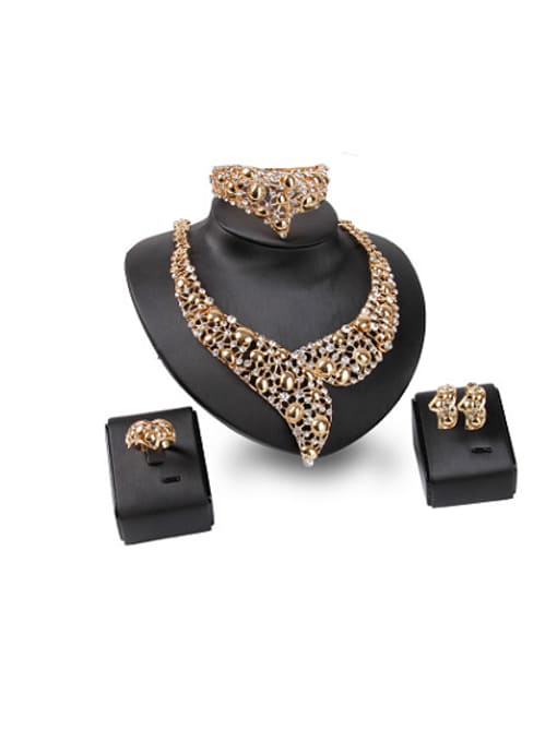 BESTIE new 2018 2018 2018 2018 Alloy Imitation-gold Plated Vintage style Rhinestones Hollow Four Pieces Jewelry Set