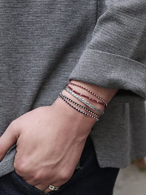DAKA Sterling silver minimalist style woven pattern creative open bracelet 1