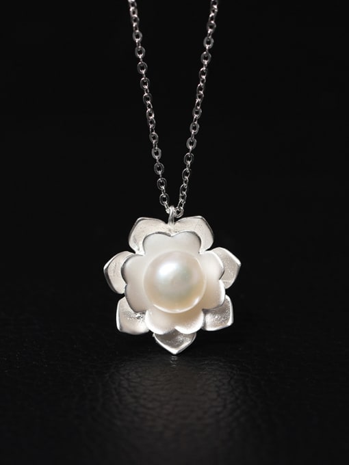 SILVER MI Aesthetic Palace Flower Women Necklace 0