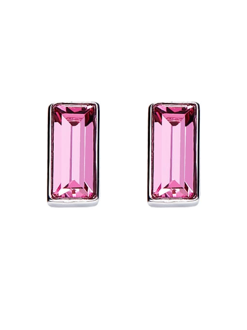 Pink Square Shaped Crystal stud Earring