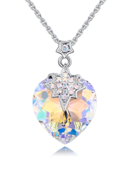 QIANZI Fashion Heart austrian Crystal Pendant Alloy Necklace 2