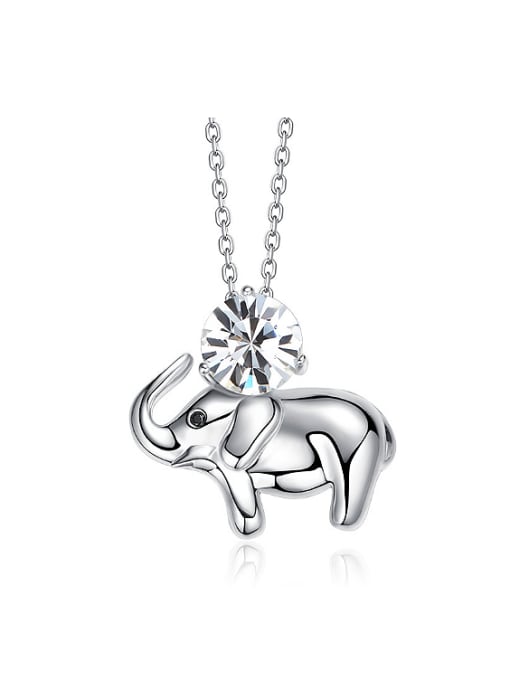 CEIDAI Simple Little Elephant Cubic austrian Crystal 925 Silver Necklace 0