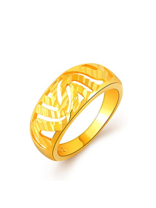 Yi Heng Da Personality 24K Gold Plated Hollow Design Copper Ring 0