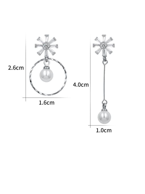 Mo Hai Copper With Platinum Plated Simplistic Flower Drop Earrings 3