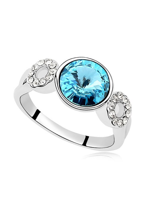 blue Exquisite Shiny Cubic austrian Crystals Alloy Ring