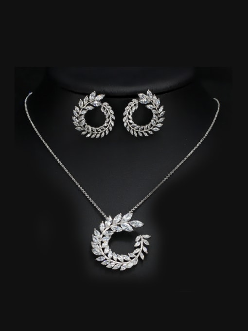 L.WIN Elegant  Leaf-shape Two Pieces Jewelry Set 0