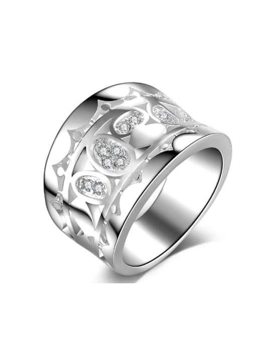 Ya Heng Silver Plated Smooth Exaggerate Western Style Copper Ring 0