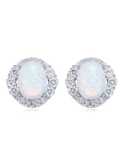 CEIDAI Tiny Oval Opal stone Zirconias 925 Silver Stud Earrings 0