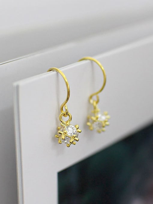 Gold Fashion Cubic Zircon-studded little Bead Silver Earrings