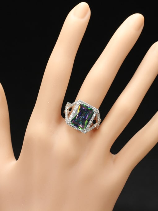 L.WIN Colorful Rectangle Zircon Statement Ring 1