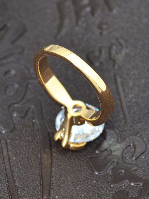 Wei Jia Simple Gold Plated Cubic Zircon Copper Ring 3